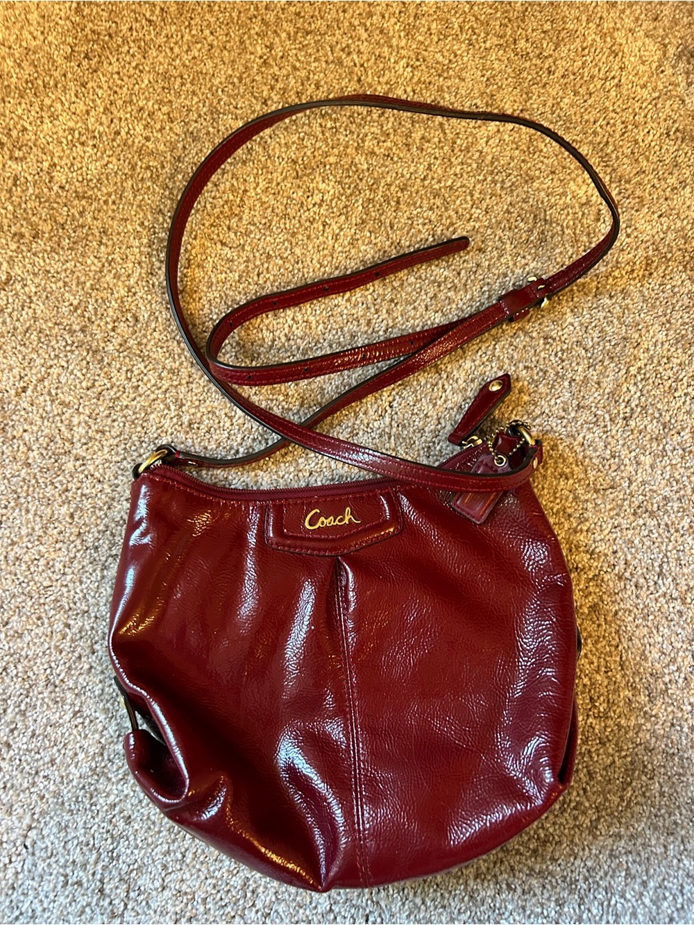 Coach Burgundy Patent Leather Crossbody Bag